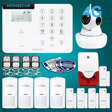 HOMSECUR Wireless&wired 4G LCD Home Security Alarm System+IOS/Android APP GA01-4G-W
