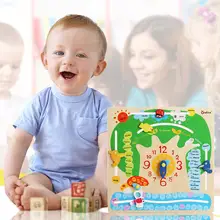 Календарь деревянные часы головоломки Jigsow Висячие доски многофункциональные детские раннее образование Обучающие игрушки время месячный сезон