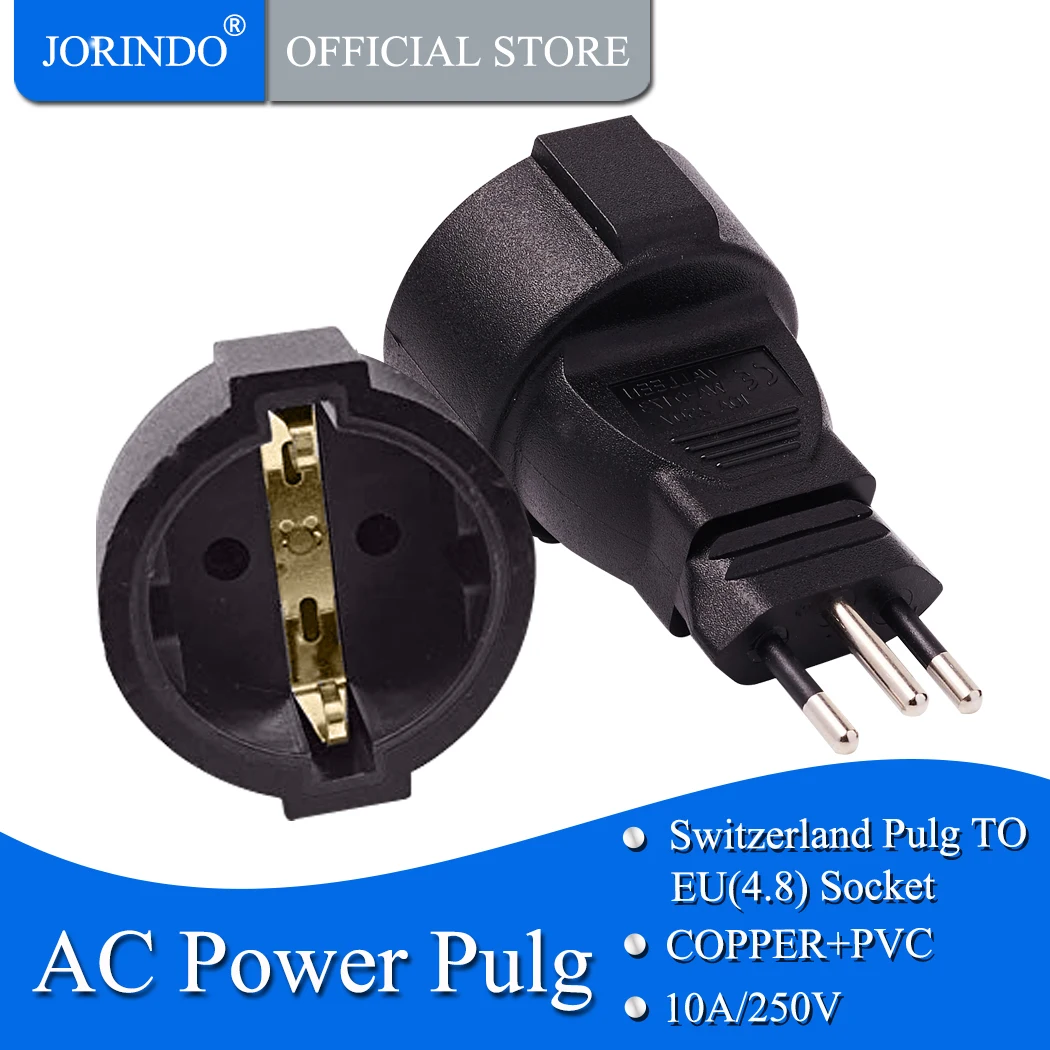 

JORINDO CH TO EU,3 pin Swiss socket adaptor Swiss EU German plug adapter converter plug WA-0181 Swiss plugs turn to French plugs