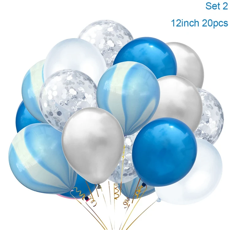 YORIWOO Confetti Balloon Agate Latex Balloons Blue Pink Baloons Happy Birthday Balloon Baby Shower Boy Girl Kids Party Supplies - Цвет: Set 2