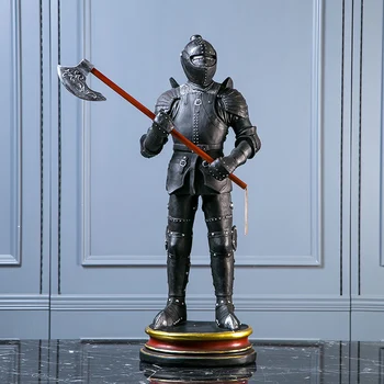 

85CM Retro Armor Soldier Sculpture Resin Gold Body Figure Hero Statues Home Office Decoration Accessories Boy Gift Figurine
