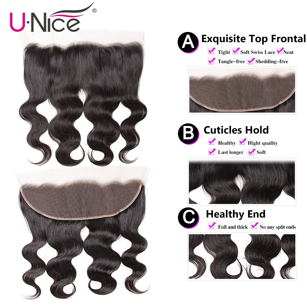 Волосы UNICE объемные, волнистые, перуанские волосы, фронтальная кружевная застежка, пряди, 4 шт., волосы remy, человеческие волосы для наращивания, натуральный цвет