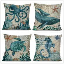 Best Price Sea Turtle Printed Cotton Linen Cushion Cover Marine Ocean Sea Horse Home Decor Pillowcase Octopus Sofa Cushion Case Best Price Sea Turtle Printed Cotton Linen Cushion Cover Marine Ocean Sea Horse Home Decor Pillowcase Octopus Sofa Cushion Case