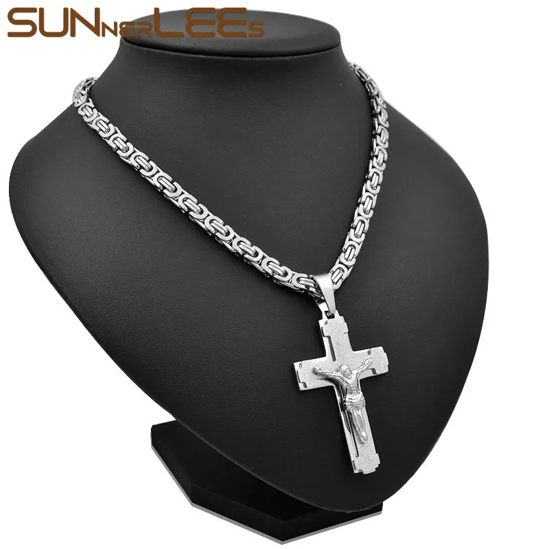 Подвеска с крестом Иисуса Христа из нержавеющей стали|chain gold|link chaincross pendant necklace |