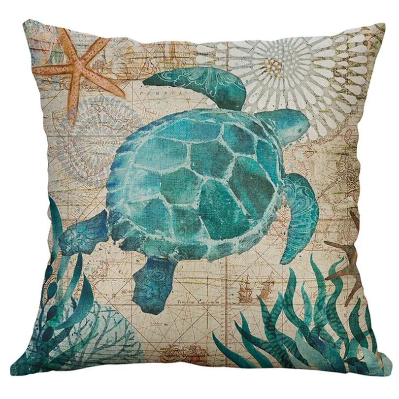 Marine Life Coral Sea Turtle Seahorse Whale Octopus Cushion Cover Pillow Cover Home Pillow Cases Drop Shipping #3M07 (4)