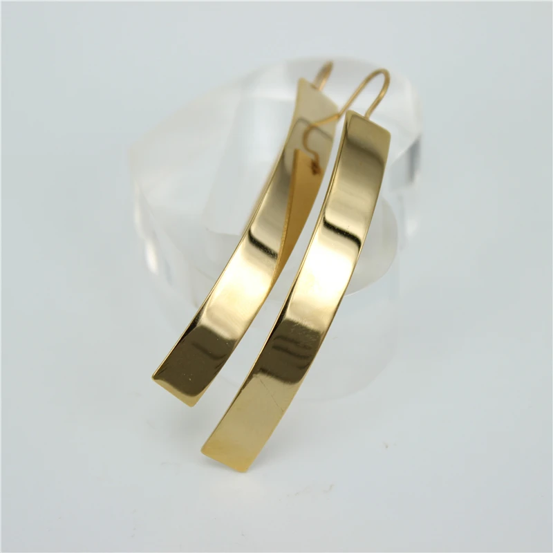 MGUB золотого цвета/серебристого цвета из гладкой нержавеющей стали популярные женские ювелирные изделия для ушей гладкие Светоотражающие простые висячие кольца LH154 - Окраска металла: Gold color