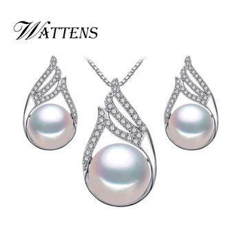 

WATTENS pearl jewelry sets,natural pearls rocket shape earrings and pendant necklace women,wedding engagement jewelry for love