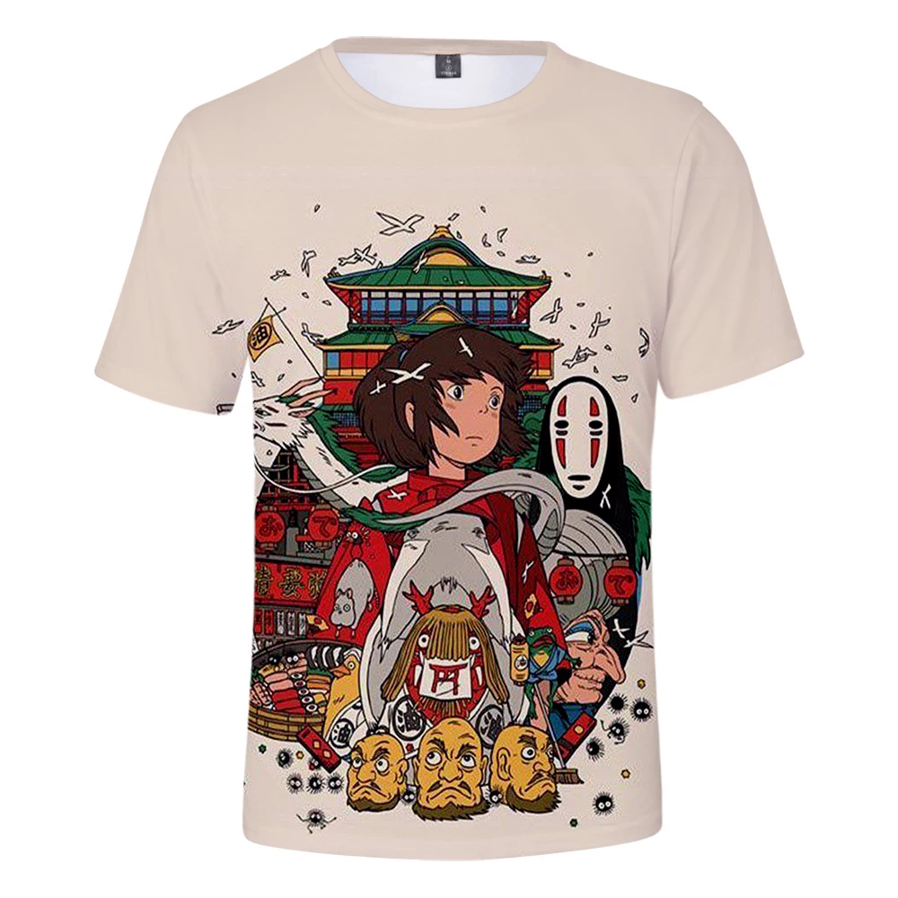 

2019 Hot Japanese Anime Spirited Away Tshirt 3D Print Summer Breathable High Quality t shirt Trendy Men/Women Short sleeve Tops