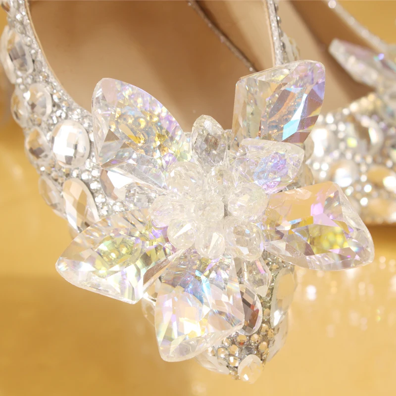 Silver Crystal Wedding Shoes Rhinestone Pearl Beaded Women Pumps Pointed Toe High Heel Party Banquet Evening Dress Bridesmaid Silver Crystal Wedding Shoes Rhinestone Pearl Beaded Women Pumps Pointed Toe High Heel Party Banquet Evening Dress Bridesmaid