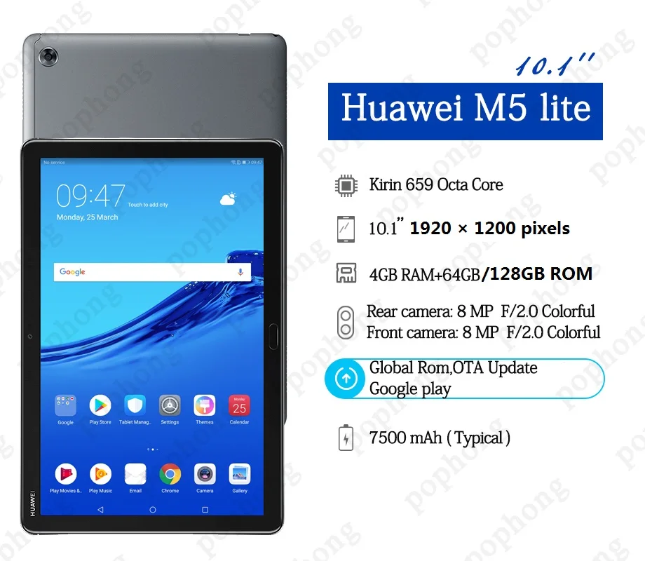 huawei MediaPad M5 lite 10," Android 8,0 OctaCore 4 Гб ОЗУ 64 Гб ПЗУ huawei M5 Lite Настольный ПК Поддержка type-C