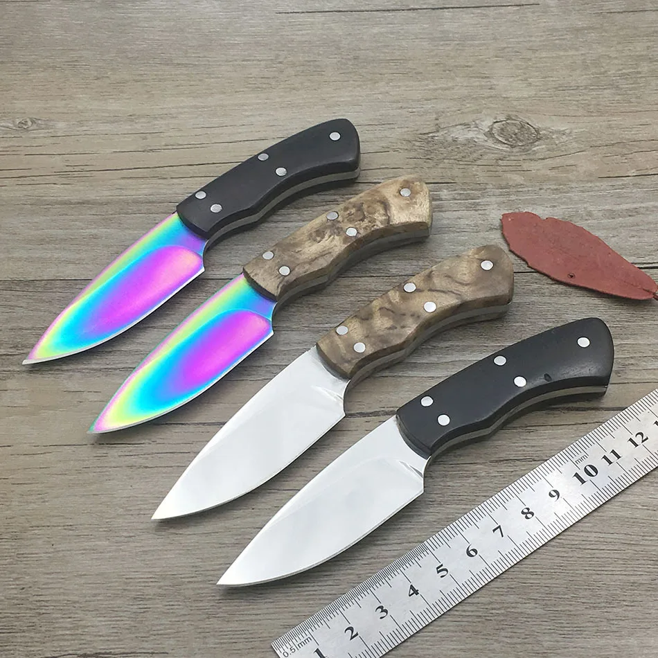 Дешевый Высокое качество охотничьи ножи деревянная ручка кемпинг выживание тактический фиксированный нож охотничий прямой нож мини EDC инструмент