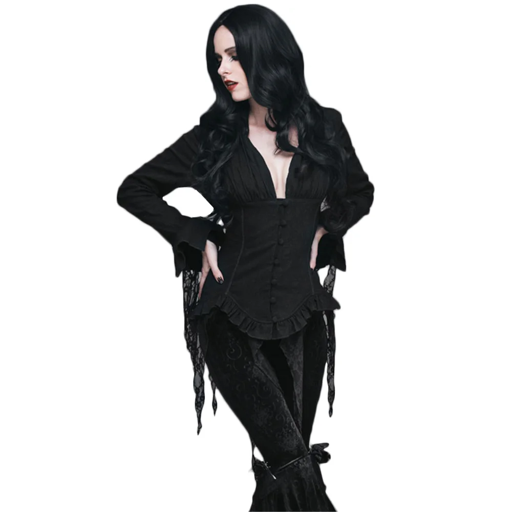 Steampunk Gothic Women's Shirt Palace Long Sleeve Lace Tassel Shirts ...