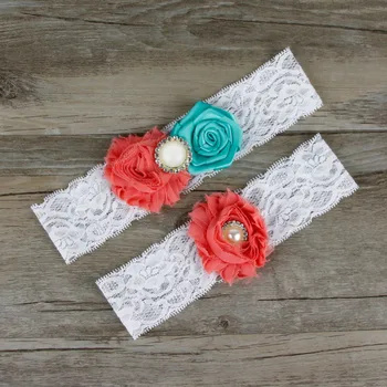 

2pcs/lot Light Ivory Lace Wedding Garter Set Bridal Toss Garter Cream Beaded Keepsake Garter Satin Flower Bridal Gift