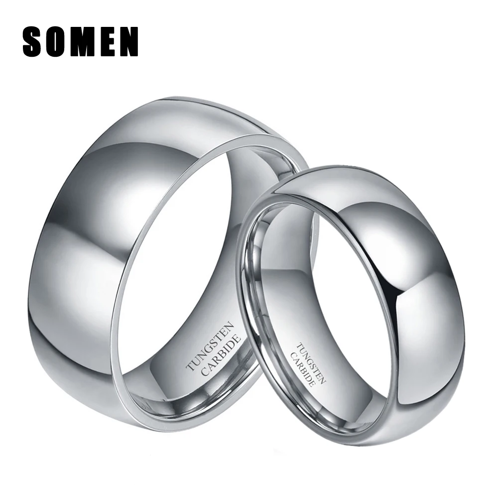 2Pcs 6mm & 8mm High Polished Pure Tungsten Carbide Domed Engagement