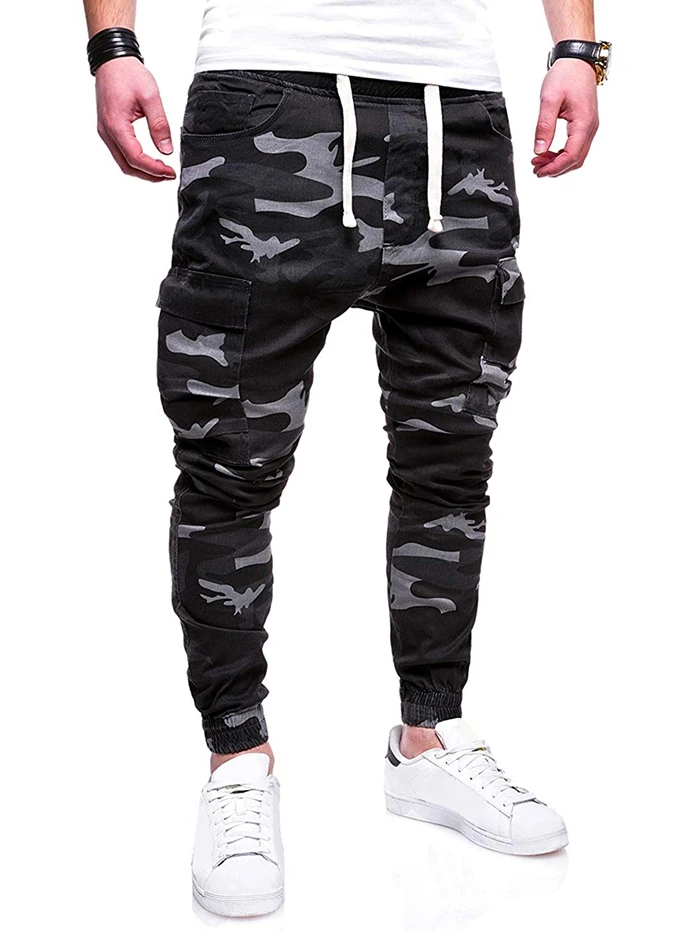 Camouflage Military Man Joggers Casual Pants Camo Multi Pockets Hip Hop ...