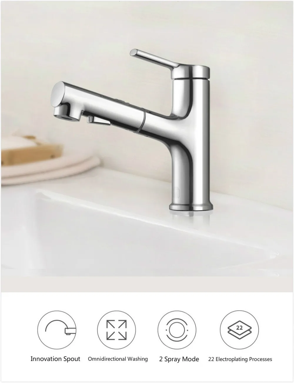  Xiaomi Dabai mouthwash faucet kitchen Bathroom basin faucet with Pull-out Flushing Cold And Hot sta