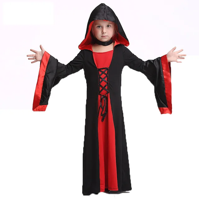 deluxe kids medieval black gothic witch costume toddle girls devil sorceress halloween costume for child cosplay