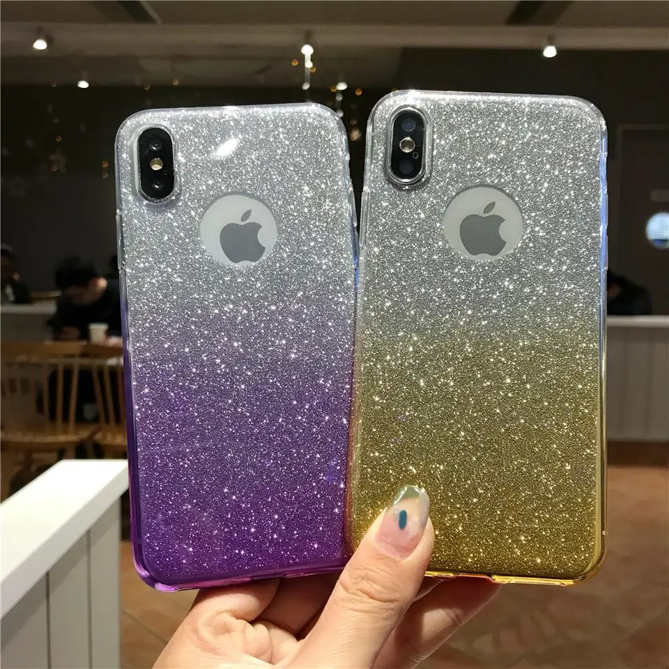 Чехол с блестящим градиентом для iphone XS MAX SE 5S 6S 7 8 Plus X XR чехол из ТПУ силиконовый