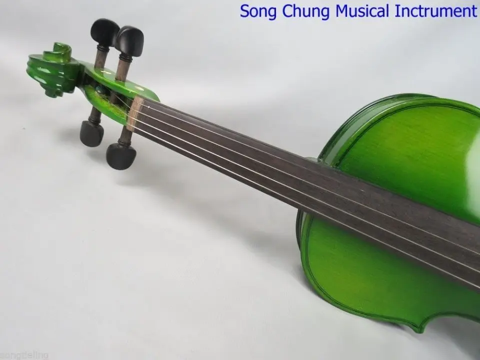 Красивая электрическая и акустическая скрипка зеленого цвета 1"-16" из цельного дерева
