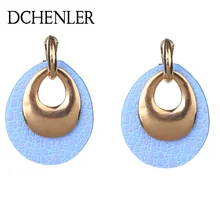 DCHENLER couro do Flash Brincos Big Brincos para Mulher Gota de Água Brinco de Cobre Anel Grandes Longos Brincos Oorbellen estampa de Leopardo