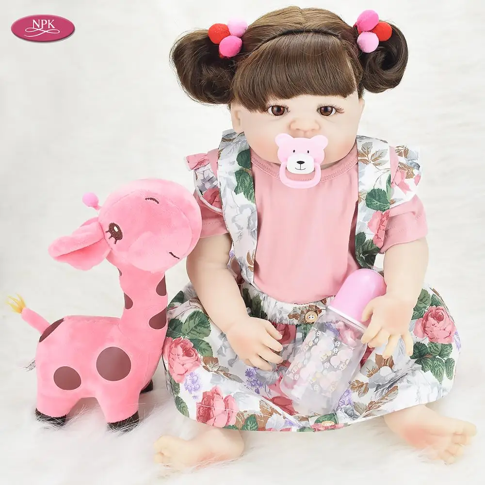 NPK настоящее полное Силиконовое боди Reborn Girl Baby Alive Doll Bathe Toys 55 см виниловый