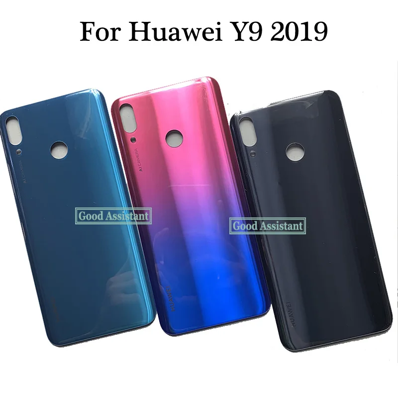 Для huawei Y9 JKM-TL00 JKM-AL00 JKM-LX1 JKM-LX3 JKM-L21 задняя Батарея крышка дверца батарейного Корпус чехол сзади Стекло запчасти