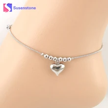 SusenstoneArrival Модные женские в форме сердца кулон лодыжки браслет в виде цепочки босоножки пляжный ножной браслет ювелирные изделия#0412