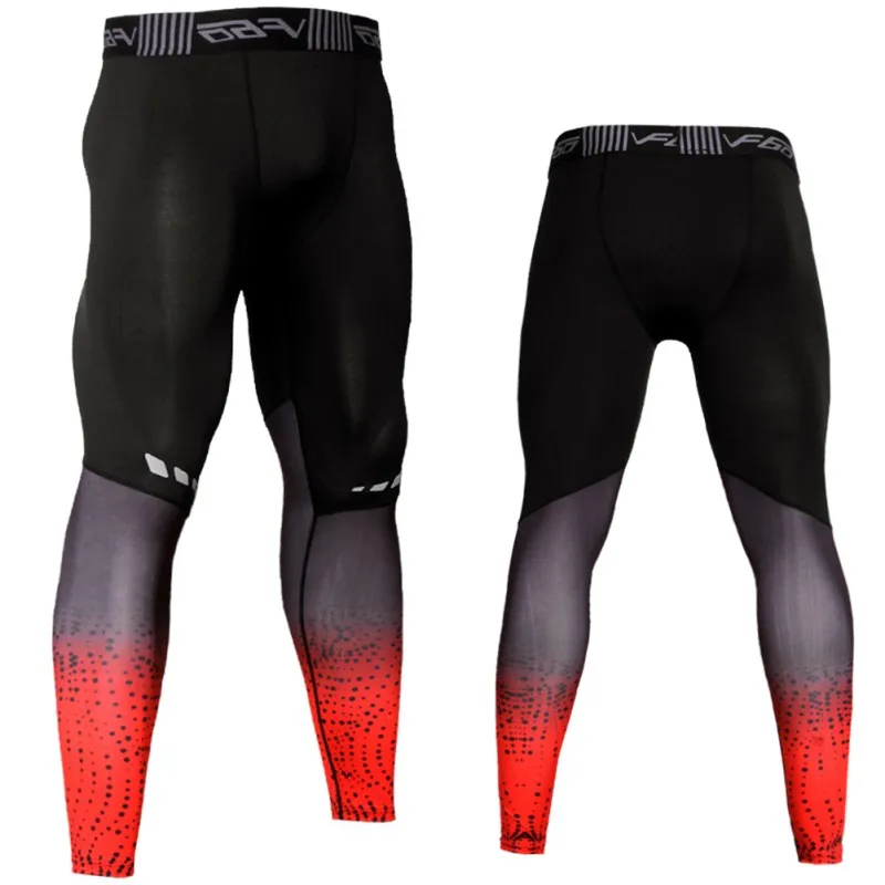 Спортивные брюки для мужчин полиэстер спандекс эластичная быстросохнущая дышащая утягивающая, компрессионная спортивная одежда - Цвет: Красный