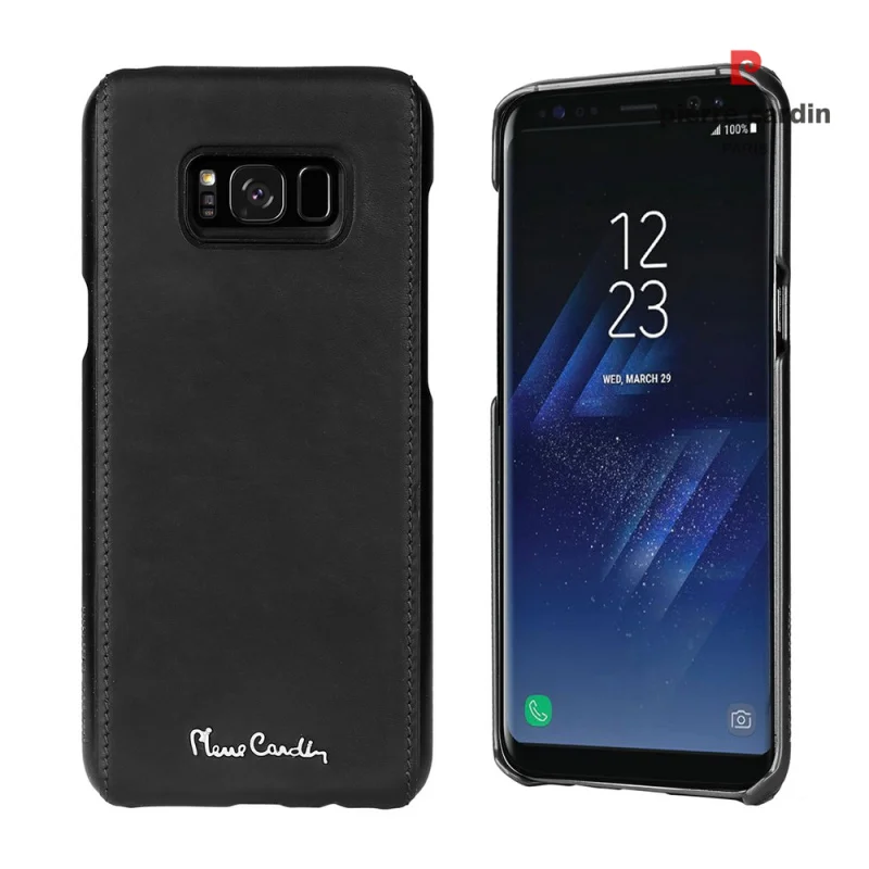 Чехол Pierre Cardin из натуральной кожи для samsung Galaxy S8/S8 Plus, роскошный тонкий жесткий чехол с металлическим логотипом для samsung S8, сумка - Цвет: black