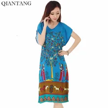 Летний китайский женский хлопковый Халат Новинка стильное банное платье юката Ночная рубашка Nuisette Pijama Mujer один размер R34026