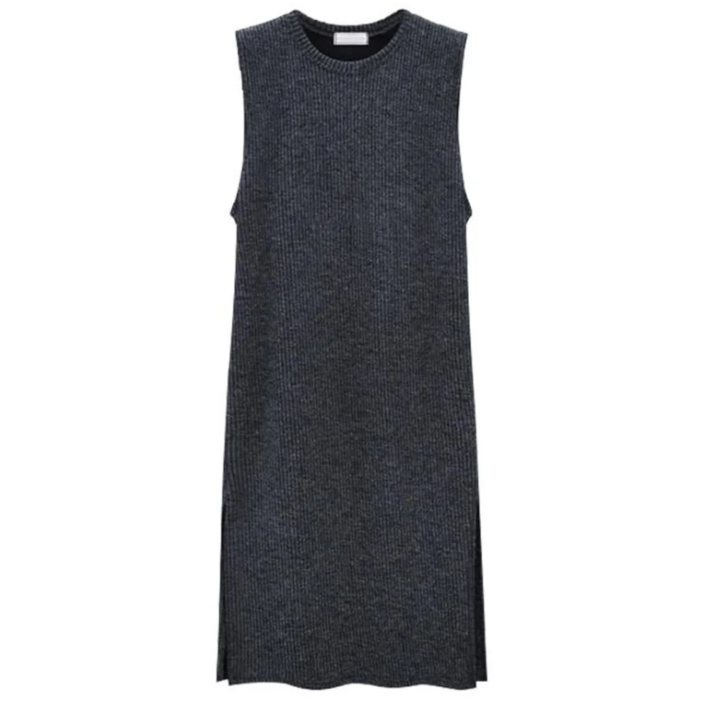 

Plus Size Winter Dress Women Sleeveless Autumn Midi Knitwear Loose Knitted Dress Office Ladies Vest Dress Vestidos Large Size