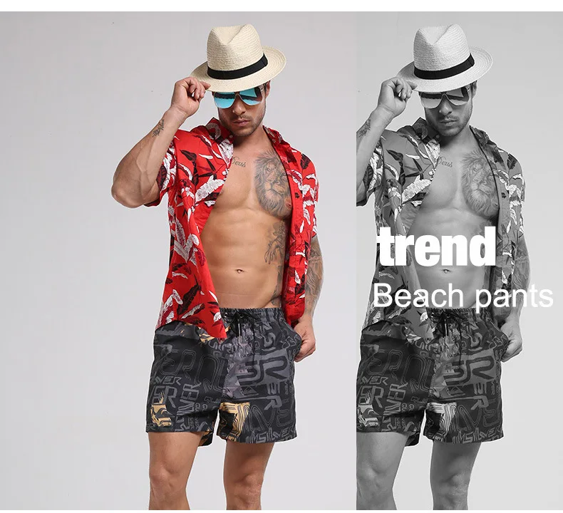 Мужская одежда для плавания с принтом, шорты для пляжа, сексуальный купальный костюм, летние мужские плавки-трусы, спортивные шорты для