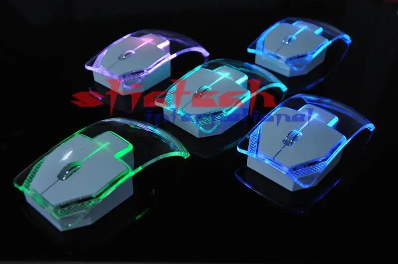 Sale by dhl or ems 100pcs 2.4G Wireless Mouse Silent Gamer Transparent LED Ultra-thin 1000DPI Glow  Gaming Mice for Computer 0
