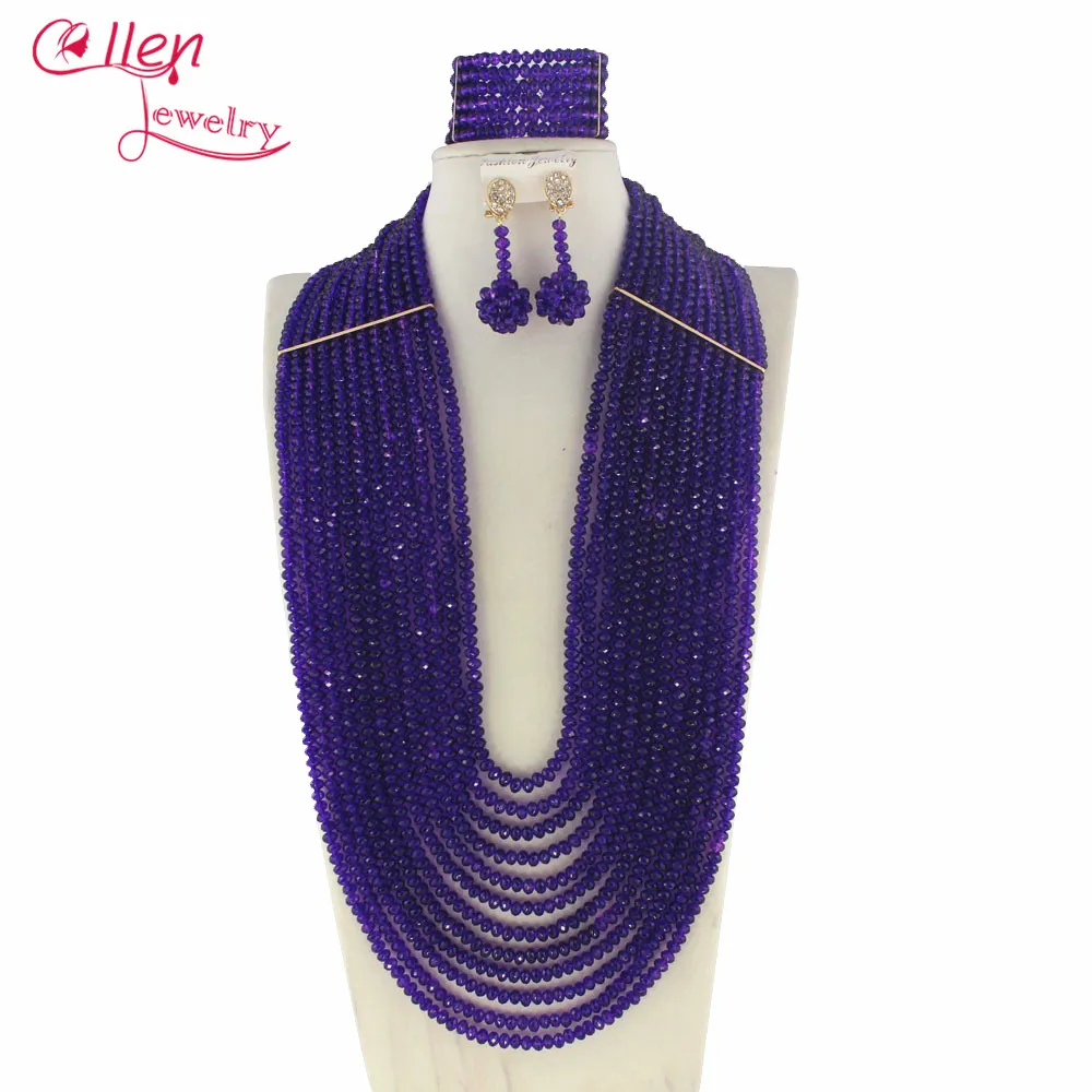 

African Wedding Jewelry Set Crystal Jewelry Set African Beads Necklace Set Crystal Beads Necklace Set W7173