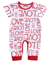 2016 Hot Sale LOVE Infant Baby Girl Kids Summer Clothes Short Sleeve Romper Jumpsuit Outfits Long Pants