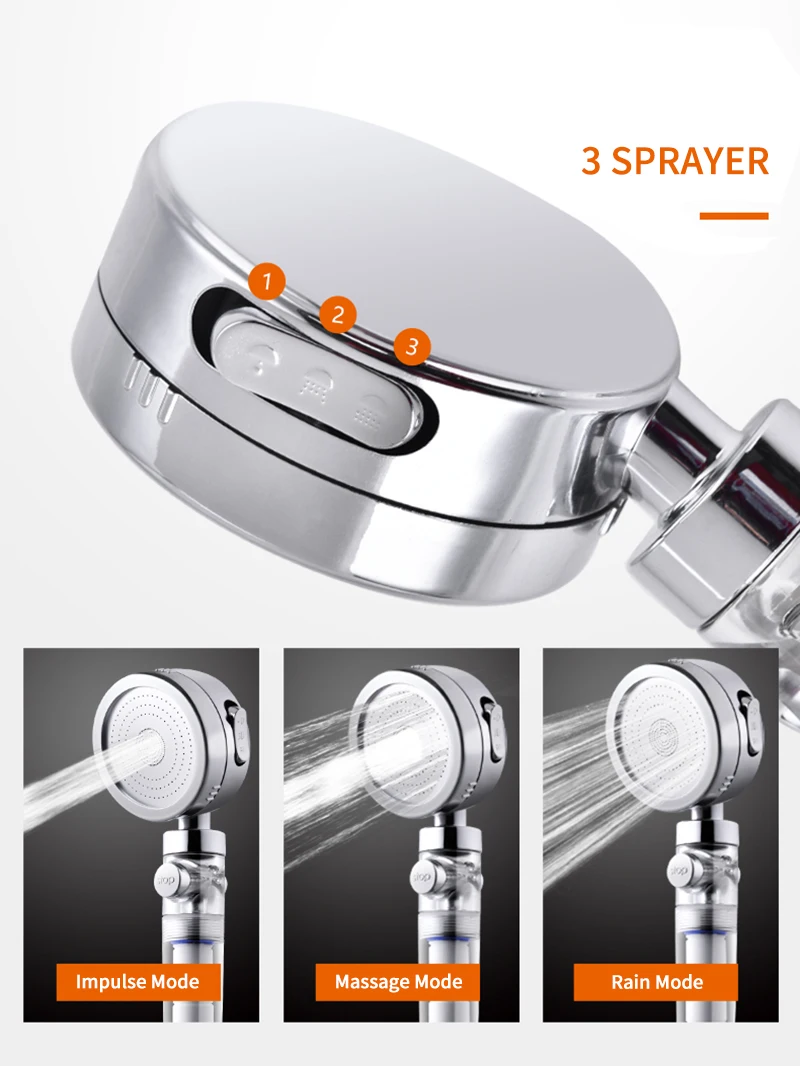 ZhangJi 3-Function Filter Shower Head with Stop Button Bathroom Multifunction 80mm Nozzle Electroplated Water Saving Sprayer ZhangJi 3-Function Filter Shower Head with Stop Button Bathroom Multifunction 80mm Nozzle Electroplated Water Saving Sprayer