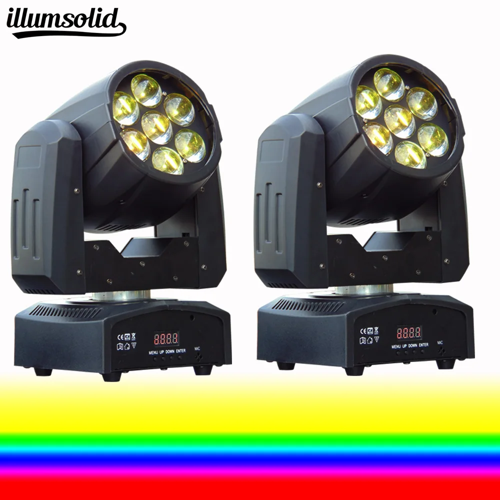 

2pcs/lot led stage lights dmx 512 control party/disco/dj lighting led zoom wash moving head 7x12W RGBW 4in1