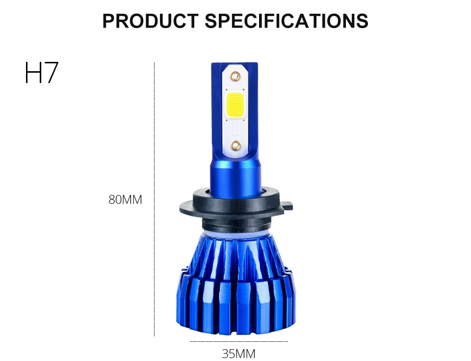 Aceersun 2 шт. 9005 HB3 9006 HB4 H11 H4 H7 Led H1 авто фар 72W фары для 8000LM 6500 к автомобильной лампы COB светодиодный чип 4300 K H3 без вентилятора