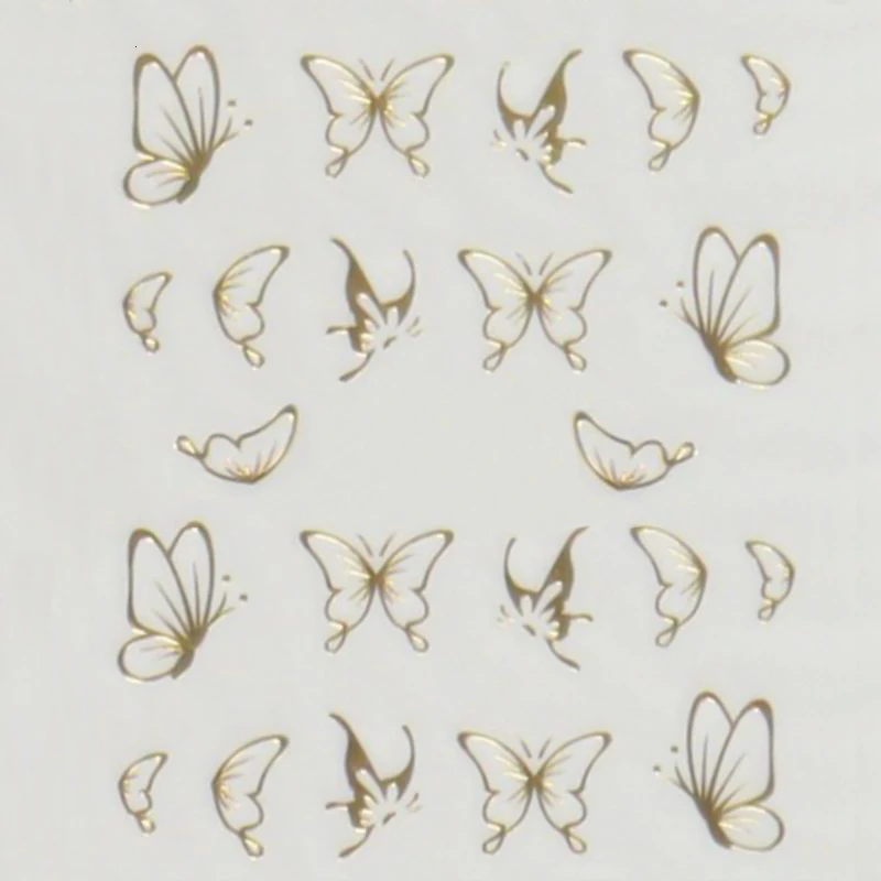 

Mtssii New 3D DIY Golden Hollow Flowers Nail Stickers Wraps Nail Design Water Stickers Nails Golden Y Series Nail Art Decoratio