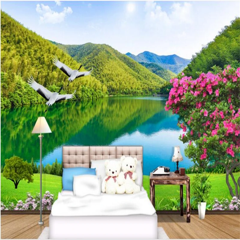 Beibehang Disesuaikan Bukan Tenunan Wallpaper Bagus Sungai Dan Pegunungan 3d Latar Belakang Pemandangan Dinding Ruang Tamu Mural 3d Landscapes Landscapes Backgroundsnonwoven Wallpaper Aliexpress