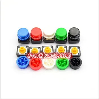 

20PCS Tactile Push Button Switch Momentary 12*12*7.3MM Micro switch button + (20PCS 5 colors Tact Cap)