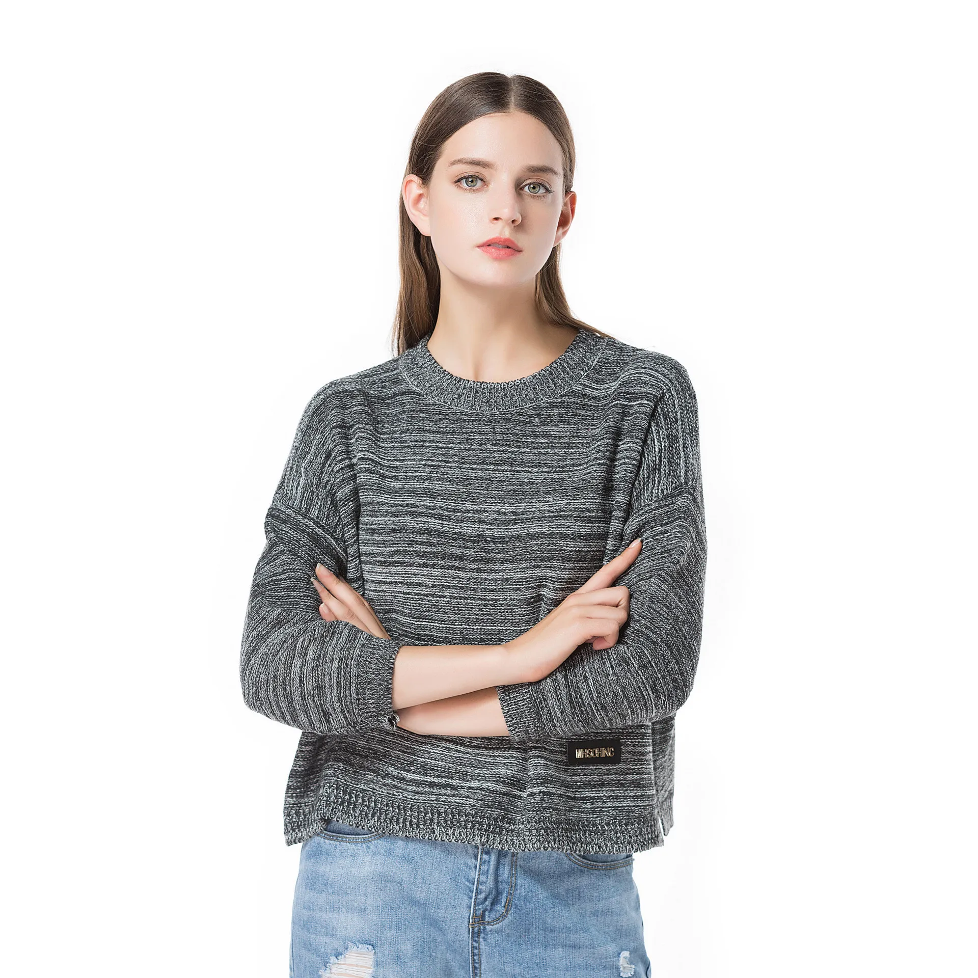 2022 Fashion Korean  Preppy Oversized  Women Stip Sweater  