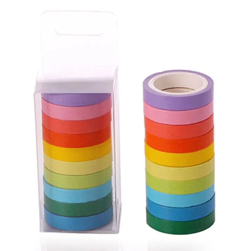 10Pcs/Lot Macarons Masking Washi Tape Set DIY Craft Decor Scrapbooking Tape for Diary Album Stationery School Supplies 10color