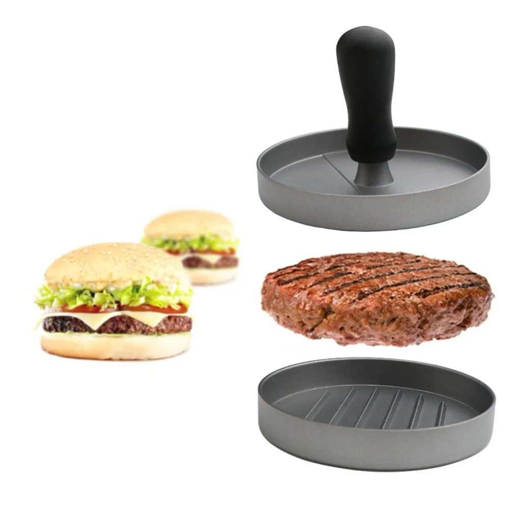 antiadherente para hacer hamburguesas para barbacoa plata Sohapy prensa de aluminio para hamburguesa y moldeador con 80 papeles de patty gratis 