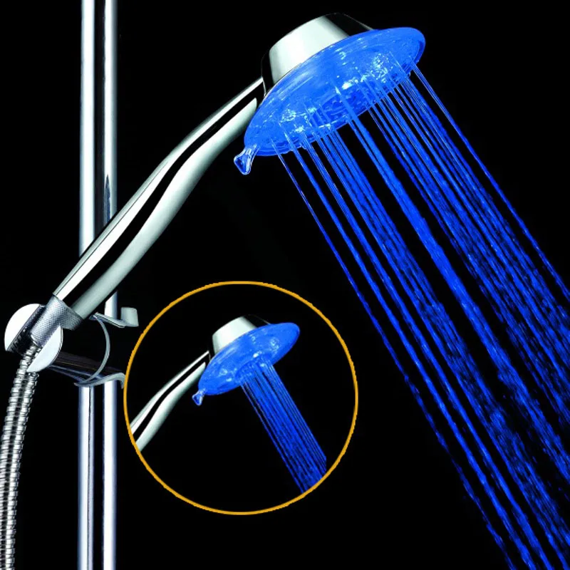 CY8008-A3 ABS пластиковые Водосберегающие многоцветное изменение душевых головок поток воды светодиодный ручной душ - Цвет: Single Blue Color