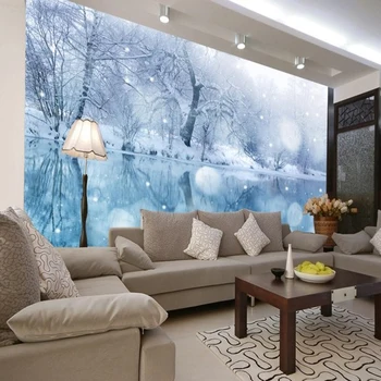 

Mural paper Nonwoven tv sofa background home decor winter season 3d abstract bag eco-friendly wallpapers for wall