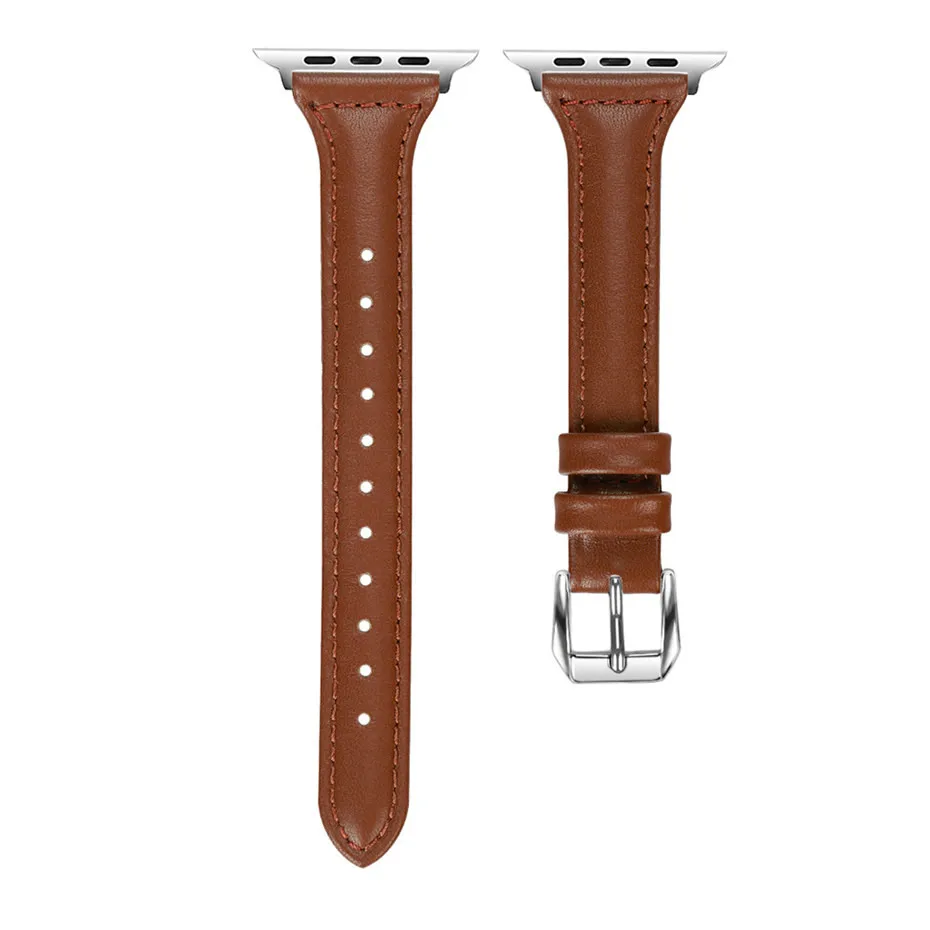 38/42 мм ремешок для Apple Watch коричневый/красного цвета из натуральной кожи пряжкой