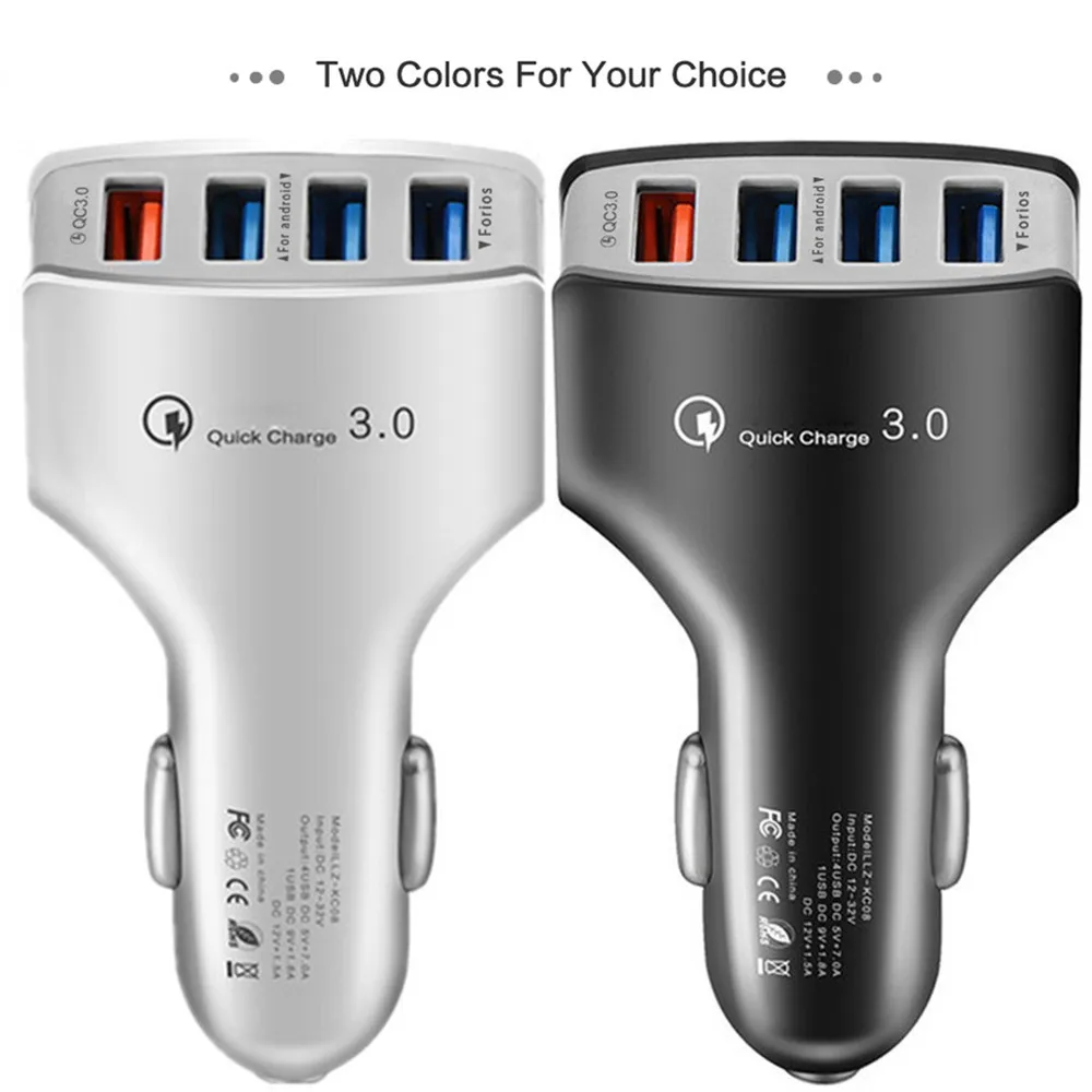 جيدة سريعة تهمة 3.0 سيارة مهايئ شاحن 7A QC3.0 توربو شاحن سيارة-شاحن سريع 4 ميناء USB سيارة الهاتف المحمول شاحن المسجل