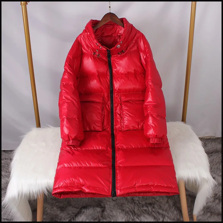 WSYORE пуховик зимний женский пуховик с длинным рукавом женская Свободная куртка длинный большой размер пуховики NS1317 - Цвет: red