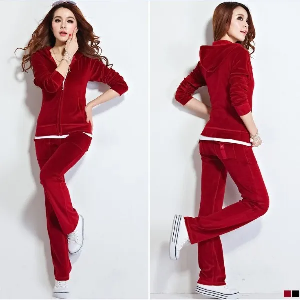 Velvet Track Suit Female Sportswear Women's Tracksuits New winter ...